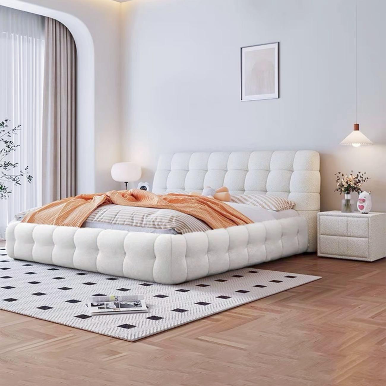 Multi-Color Fleece Bed Frame | Beige, White & Pink Options Available