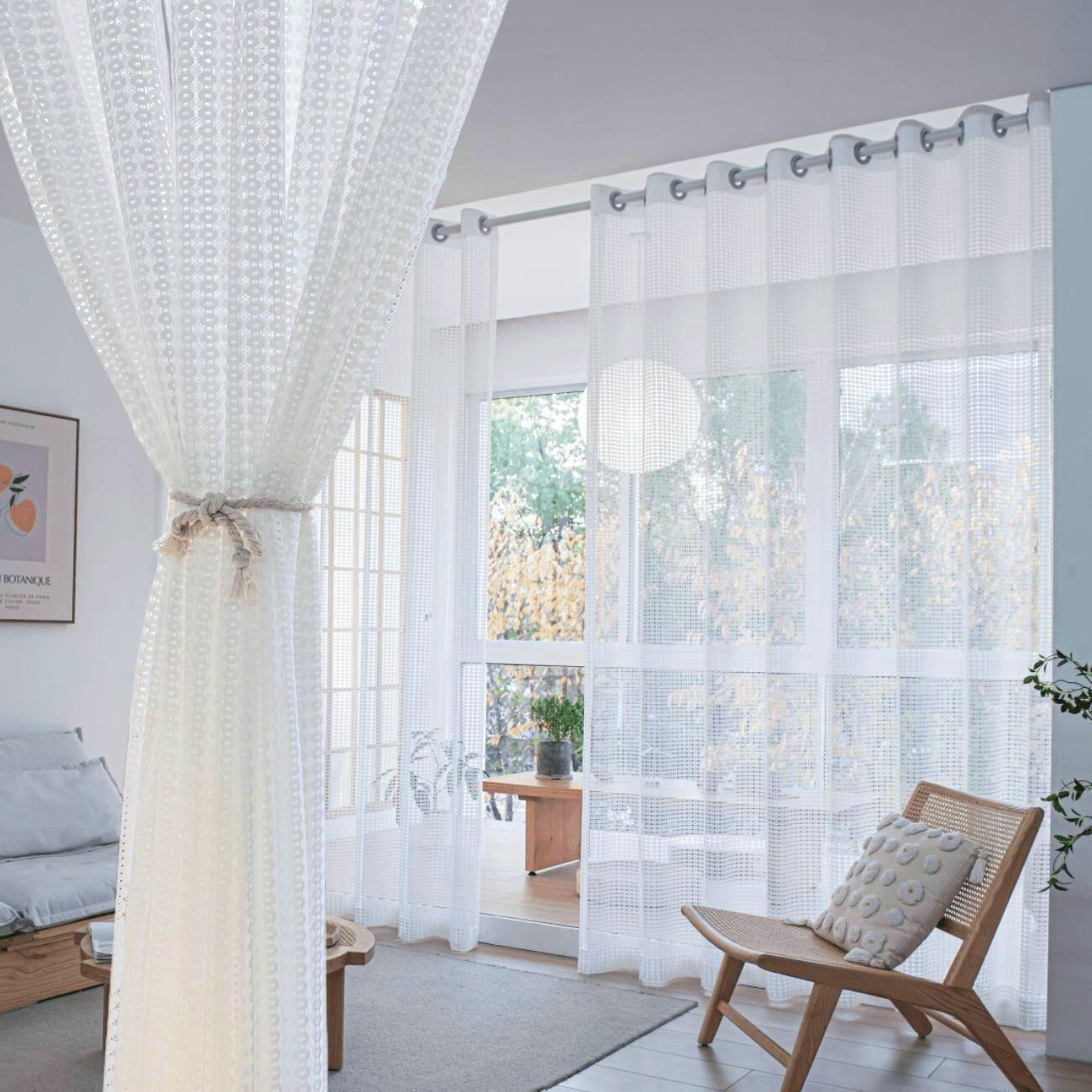 JOY HOME Curtains: 2 Panels Sheer Color Chiffon Tulle Light Window Textile Curtains Drapes for