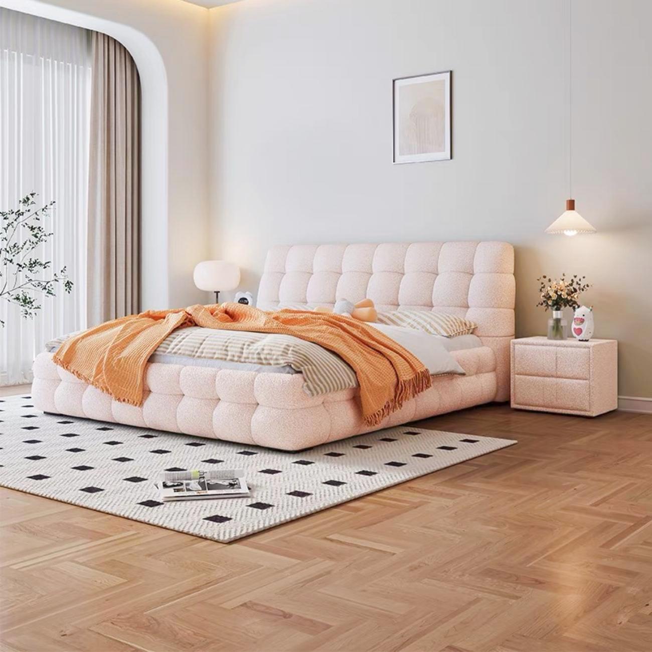 Multi-Color Fleece Bed Frame | Beige, White & Pink Options Available