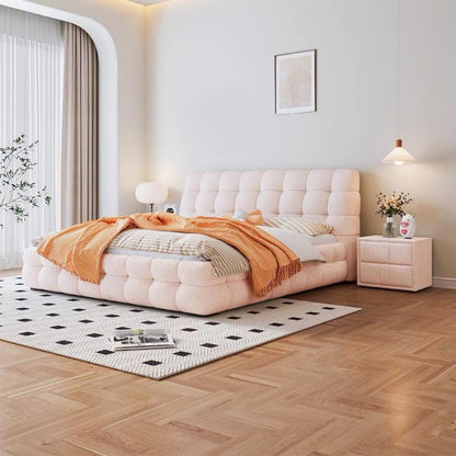 Multi-Color Fleece Bed Frame | Beige, White & Pink Options Available