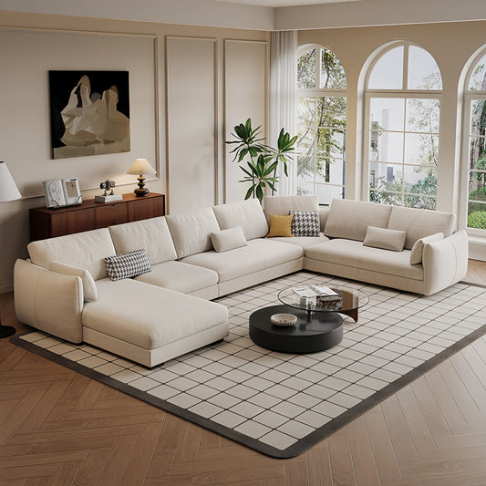 JOY HOME Wood White Sectional Sofa for Modern Homes