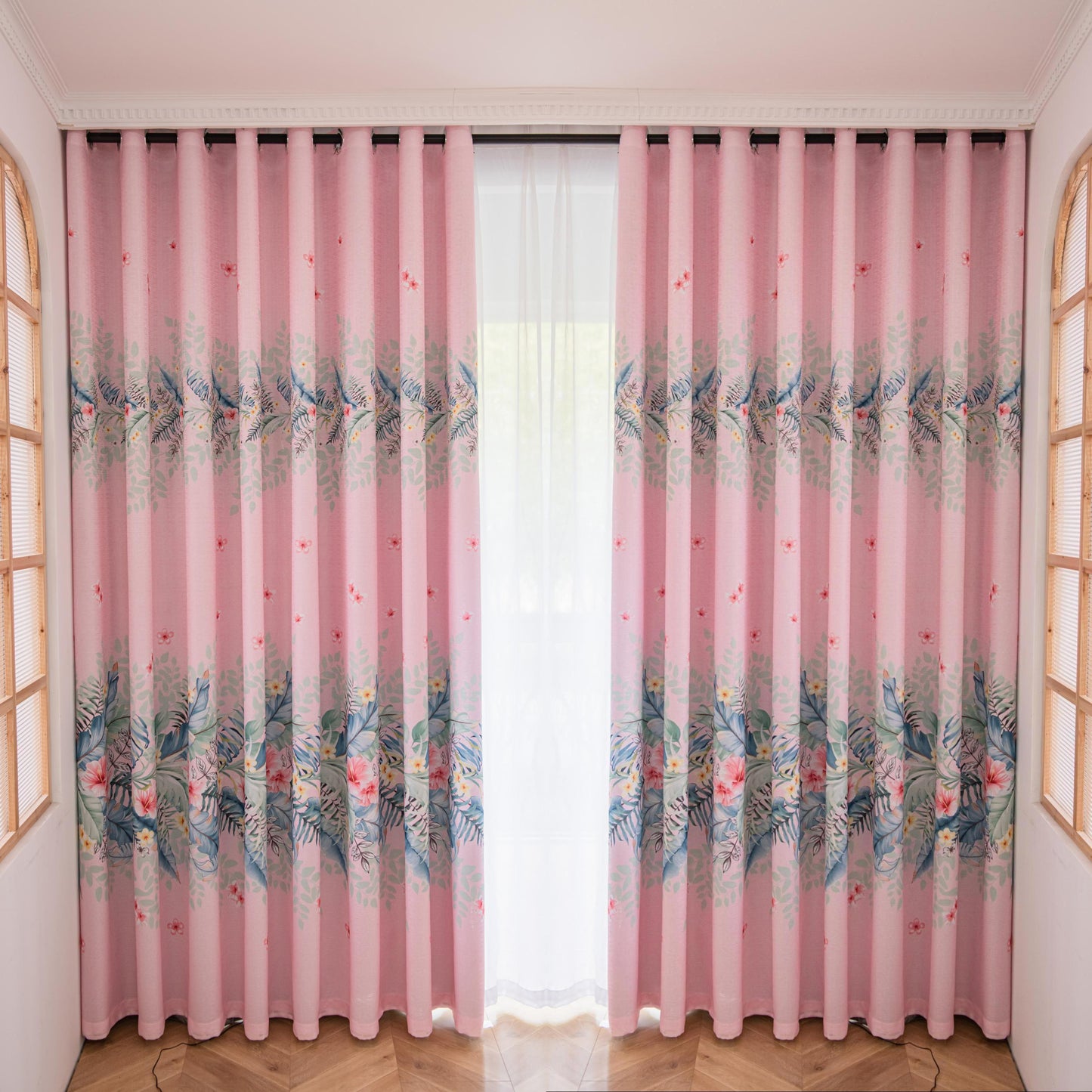 JOY HOME Curtains: 2 Panels 60% Blackout Colorful Flowers Floral Curtains for Living Room Therm