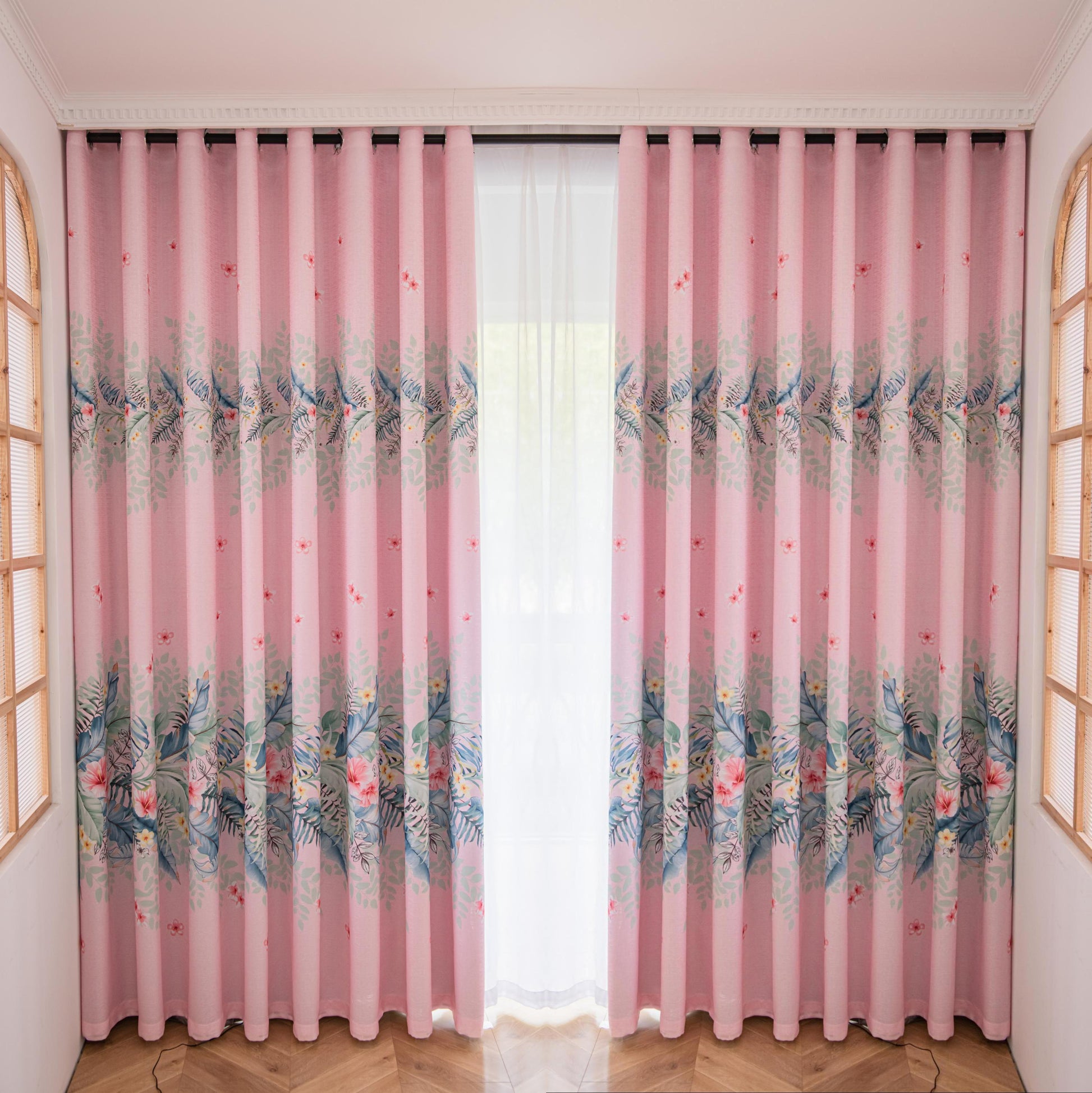 JOY HOME Curtains: 2 Panels 60% Blackout Colorful Flowers Floral Curtains for Living Room Therm