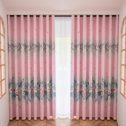 JOY HOME Curtains: 2 Panels 60% Blackout Colorful Flowers Floral Curtains for Living Room Therm