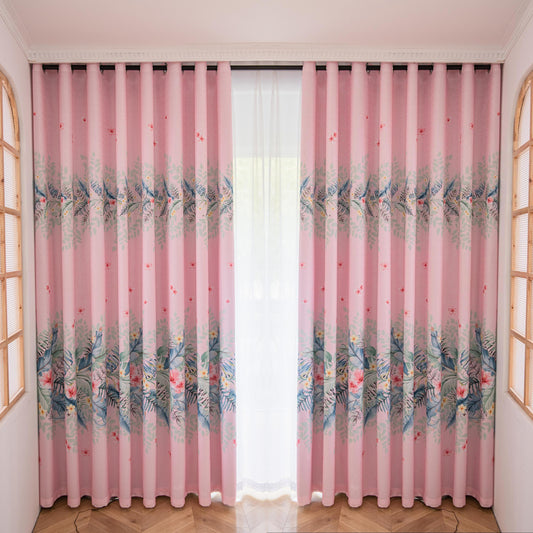JOY HOME Curtains: 2 Panels 60% Blackout Colorful Flowers Floral Curtains for Living Room Therm