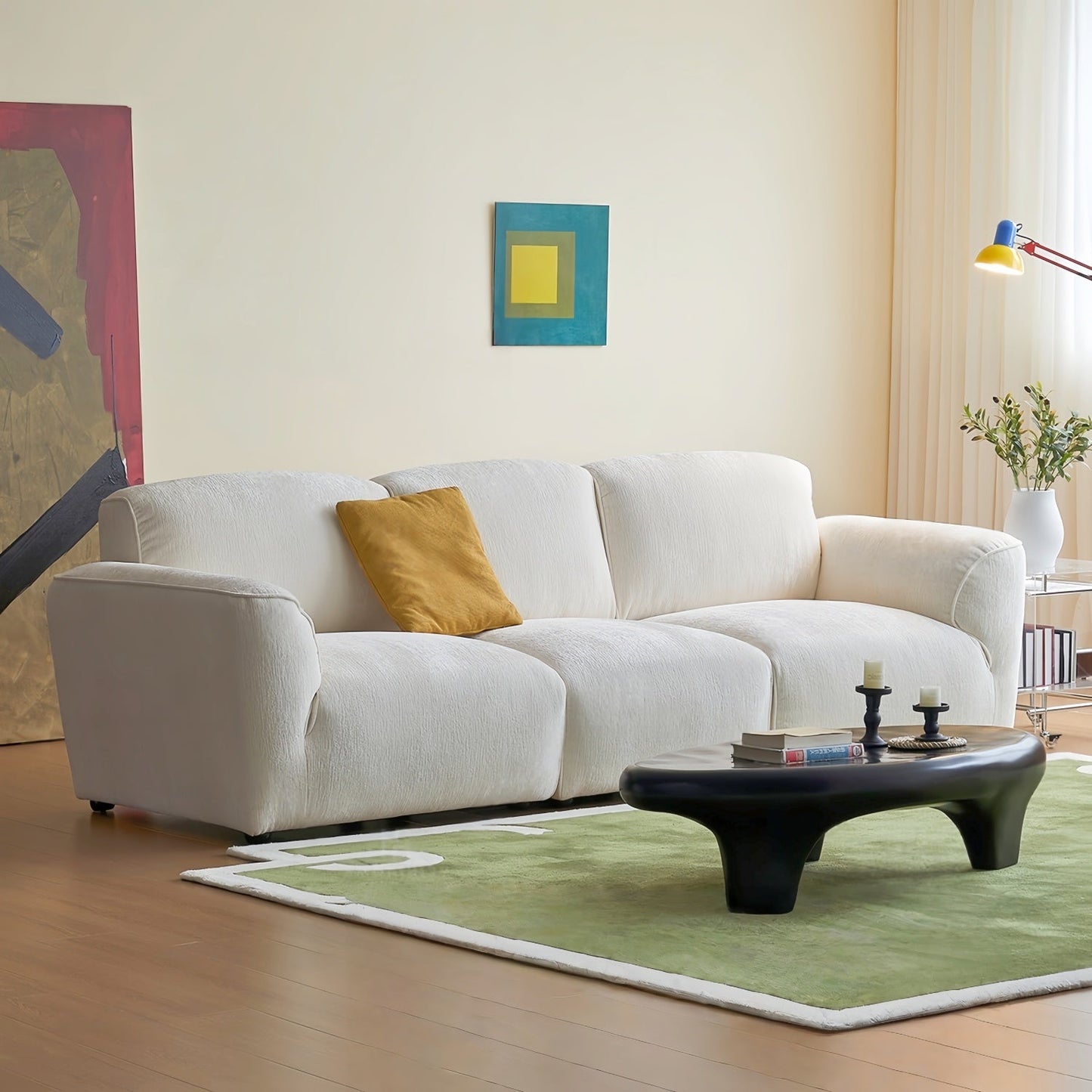 JOY HOME Wood White Cloud Sofa for Modern Homes