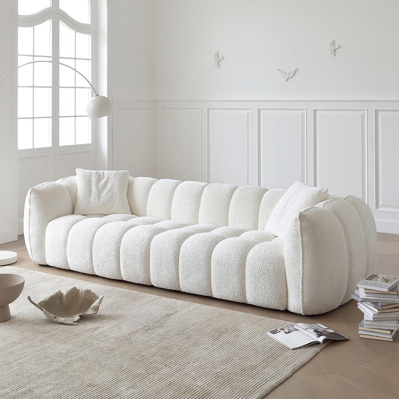 JOY HOME Sofa: Fleece Fabric Overstuffed Multifunction Pumpkin shaped Sofa Chair set for Living