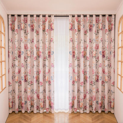 JOY HOME Curtains: 2 Panels 60% Blackout Colorful Flowers Floral Curtains for Living Room Therm