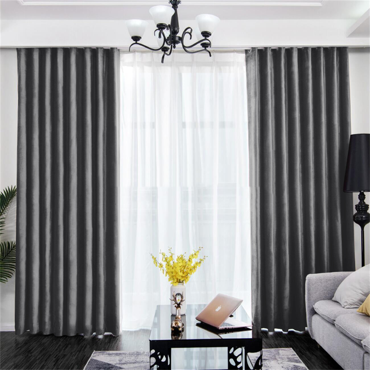 JOY HOME Curtains: 2 Panels 60% Blackout Curtains for Living Room Thermal Insulated Bedroom Dar