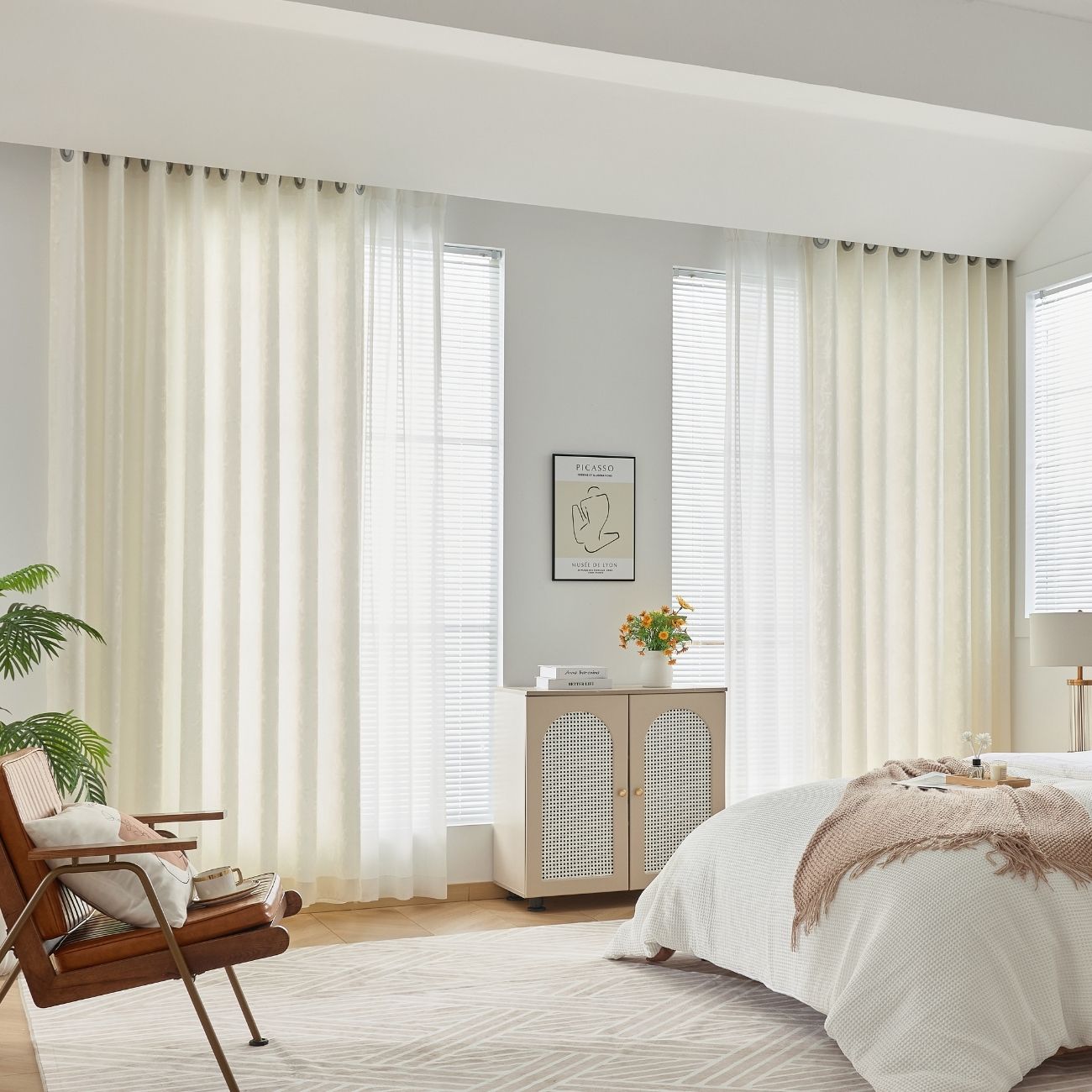 JOY HOME Curtains: 2 Panels Sheer Color Chiffon Tulle Light Window Textile Curtains Drapes for