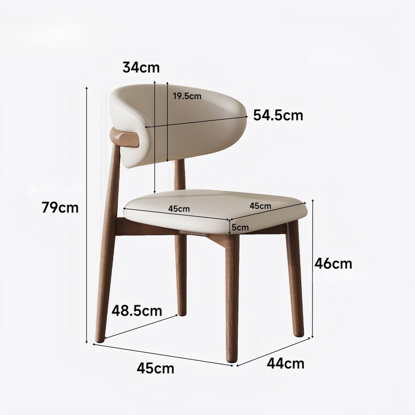 JOY HOME Linen Walnut Wood Chair