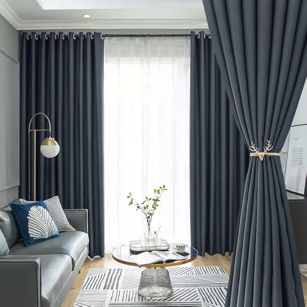 60% Blackout Curtains 2 Panels | Dark Colors for Living Room