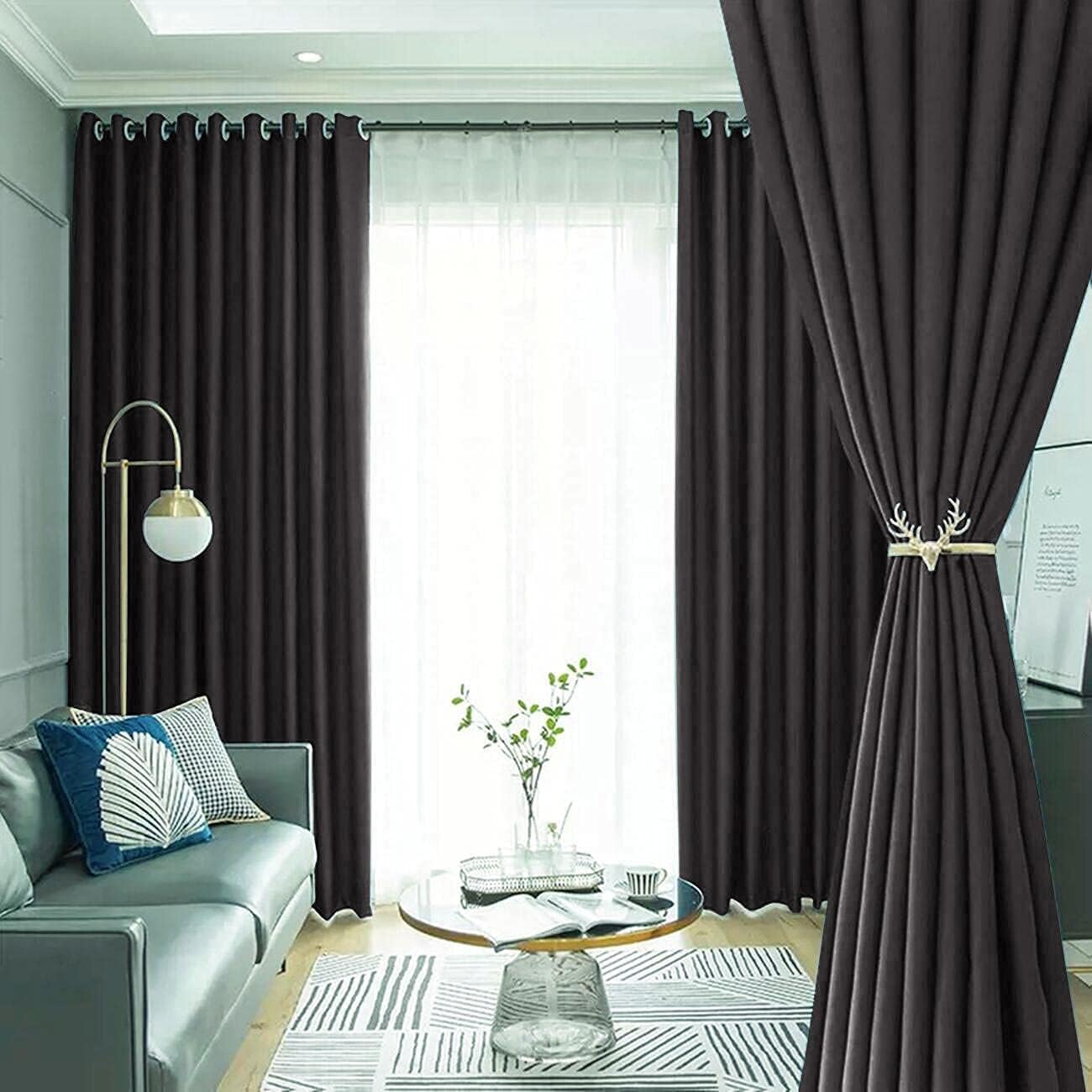 60% Blackout Curtains 2 Panels | Dark Colors for Living Room