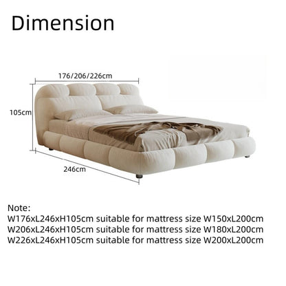 Velvet Platform Bed Frame | Plush Beige with Solid Wood Base