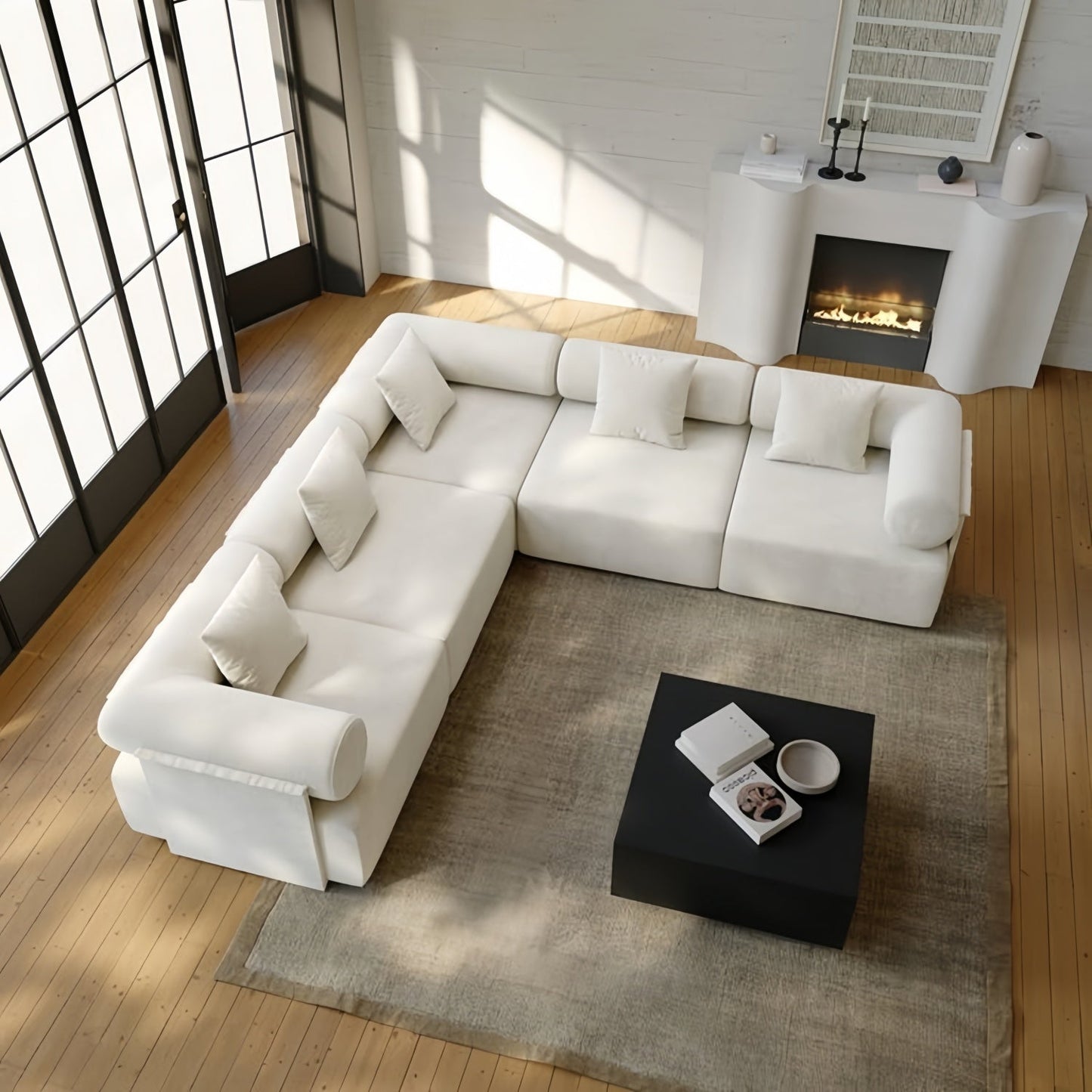 JOY HOME Sofa — Wood / White / Natural