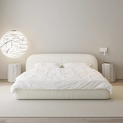 JOY HOME Sherpa Linen Wood Bed for Modern Homes