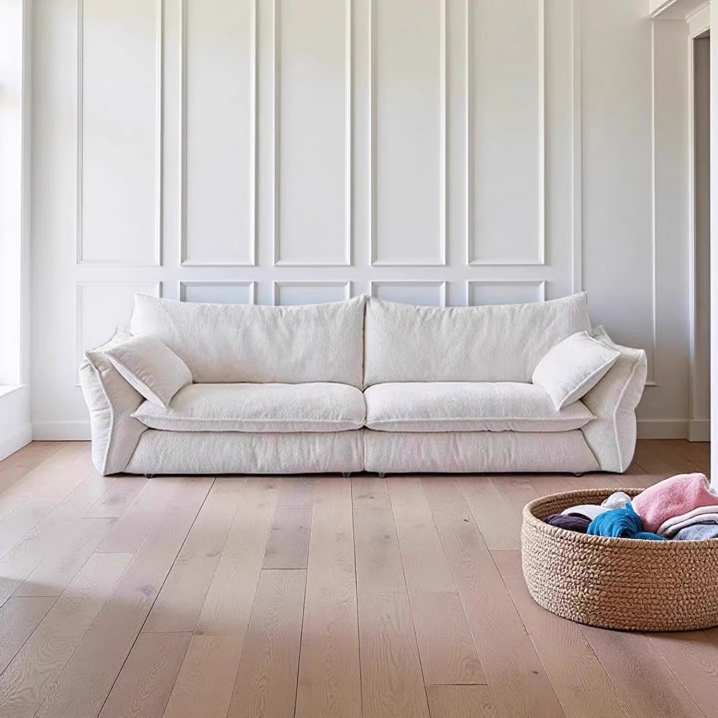 JOY HOME Wood White Cloud Sofa