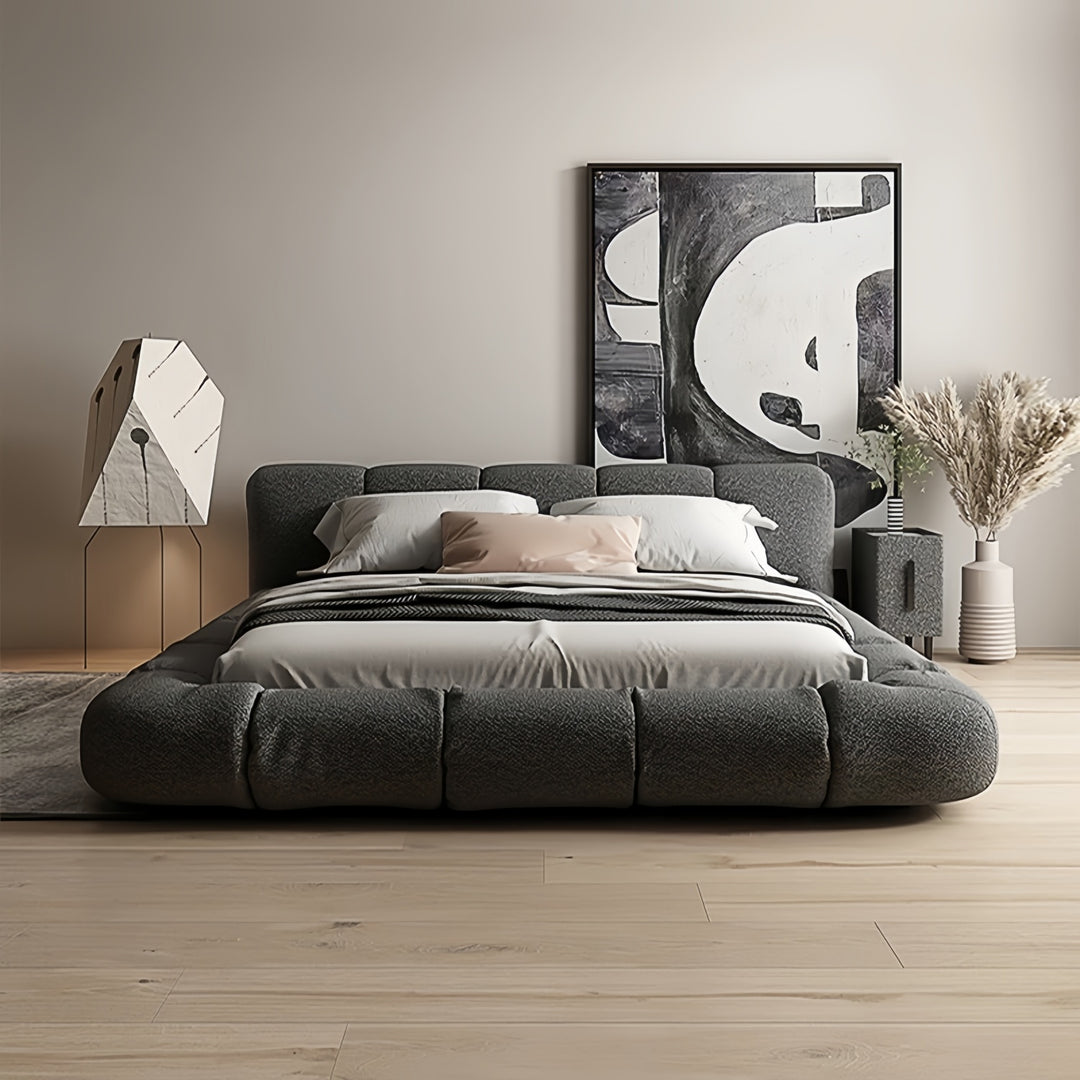 JOY Home Bed Frame Modern Velvet King Queen Size for bedroom Without Mattress