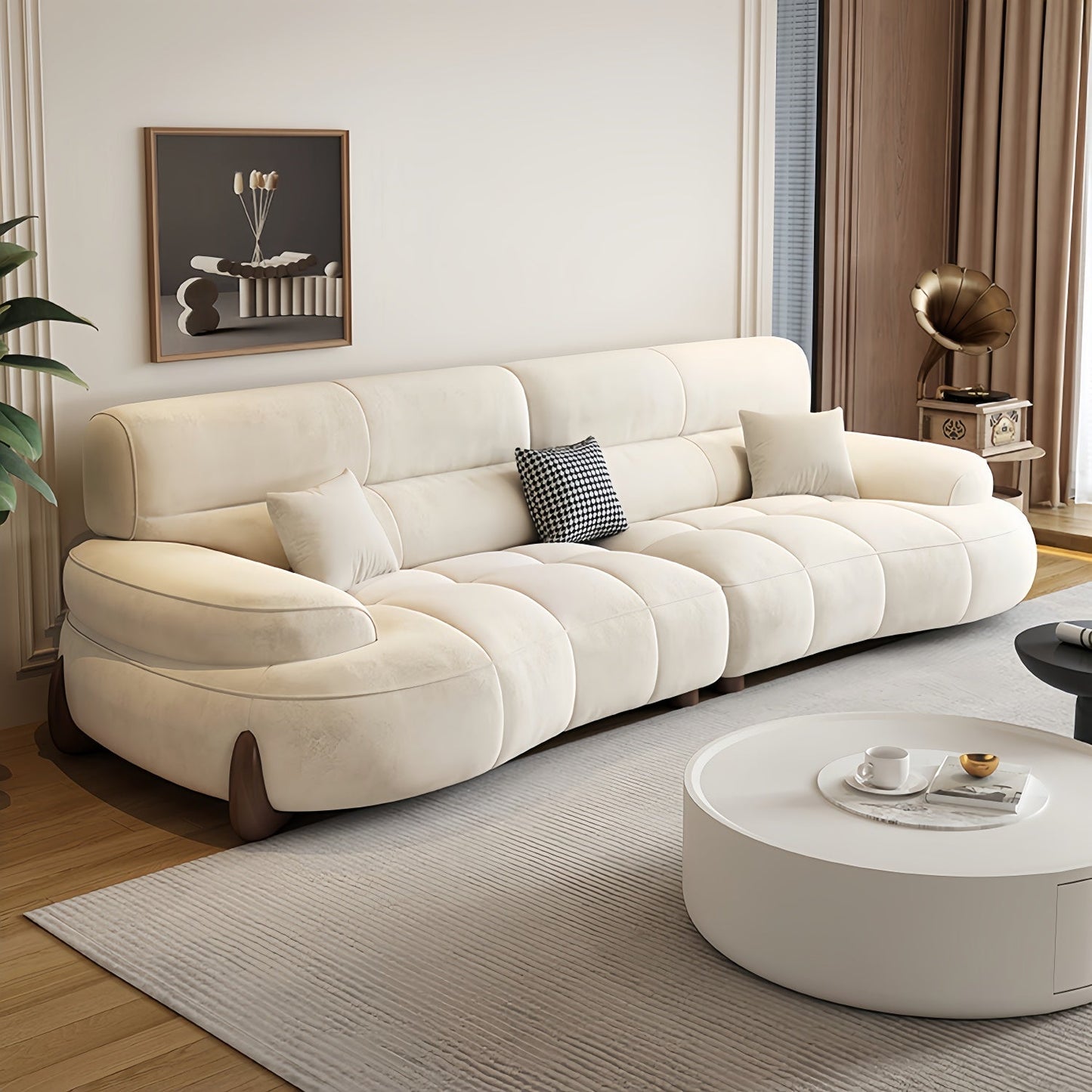 JOY Home Light Luxury Fabric Cloud Shaped Sofa set for Livingroom