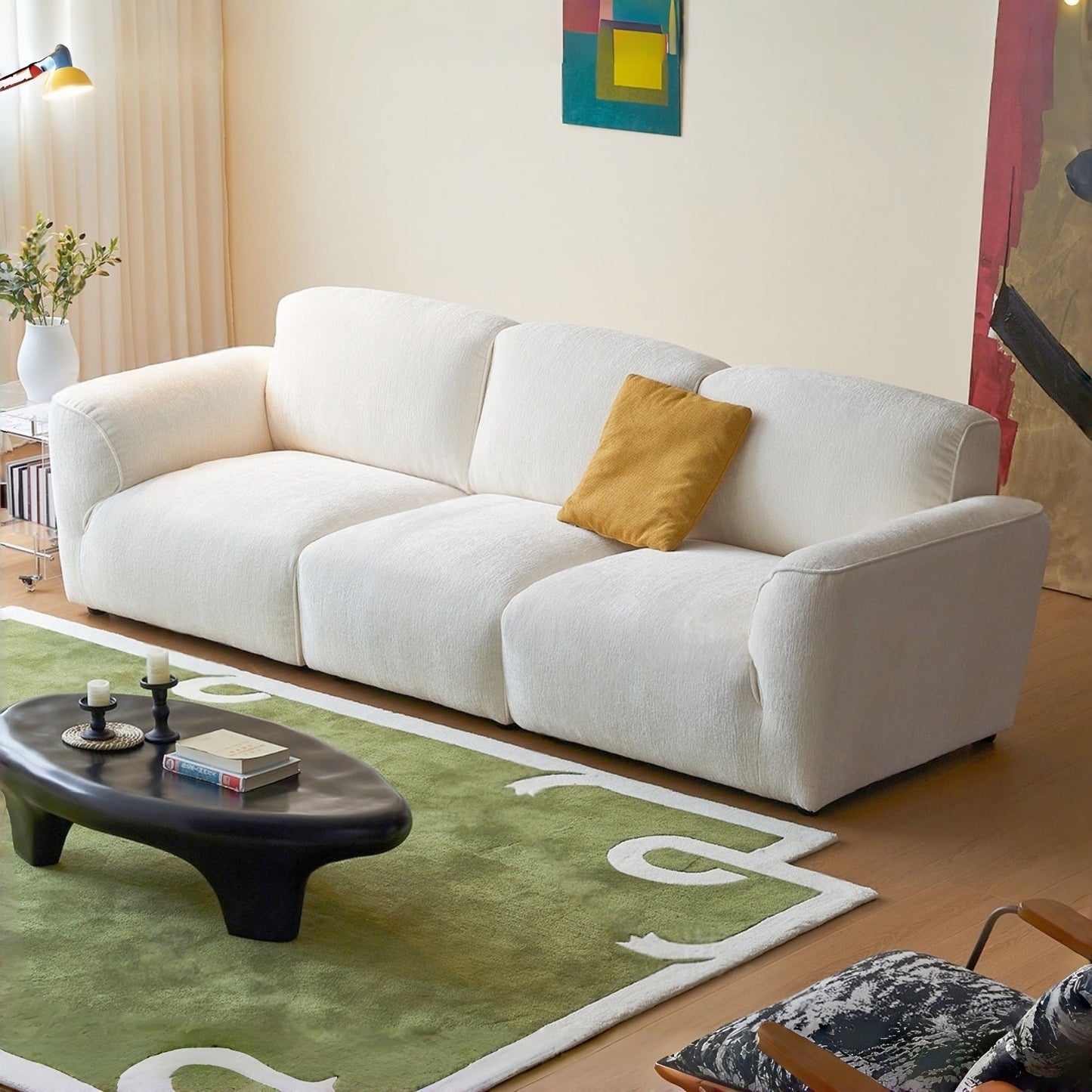 JOY HOME Wood White Cloud Sofa for Modern Homes