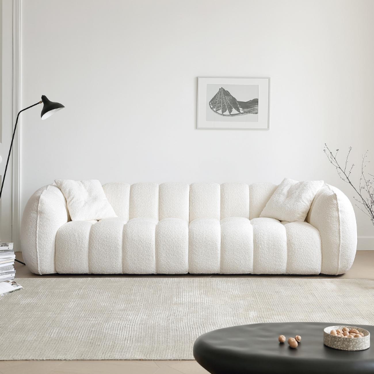 Pumpkin-Style Fleece Sofa Set | Cozy 1-4 Seater Curved Design