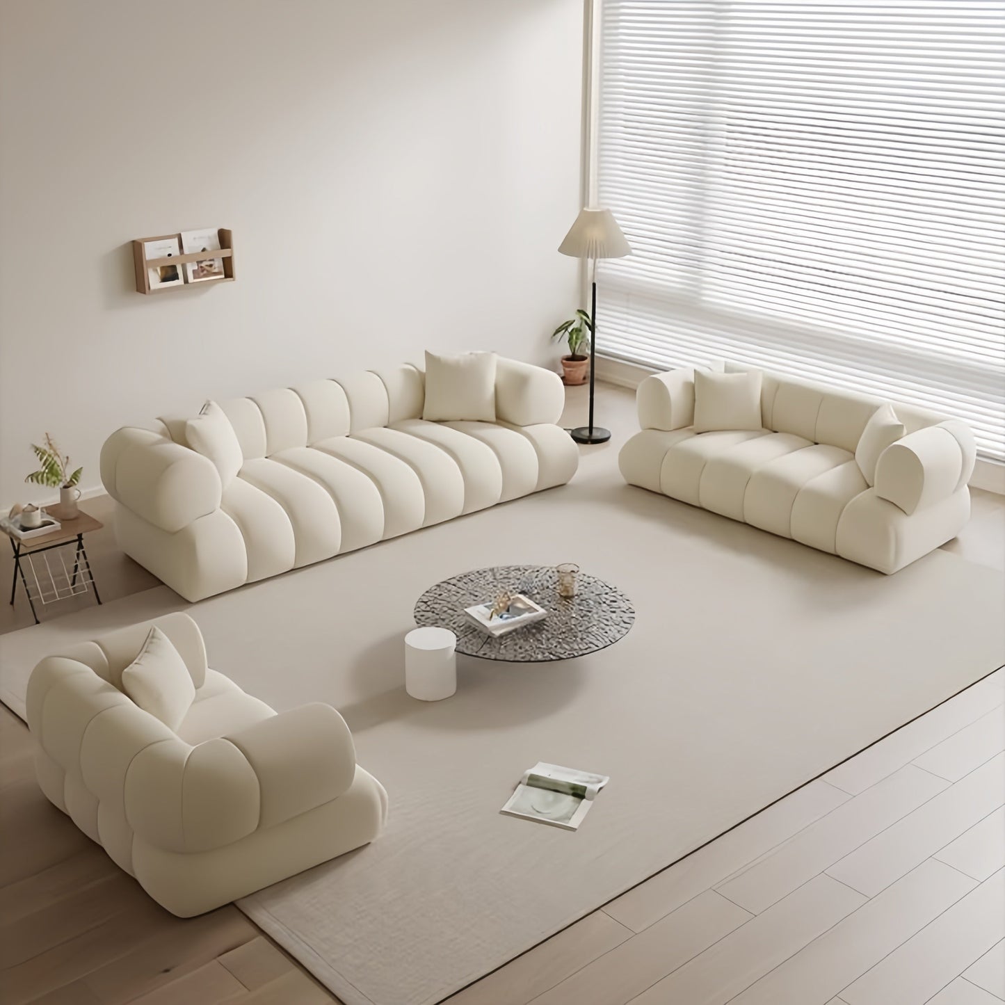 JOY Home Fleece Fabric Overstuffed Multifunction Cloud shaped Sofa Chair set for Livingroom Office