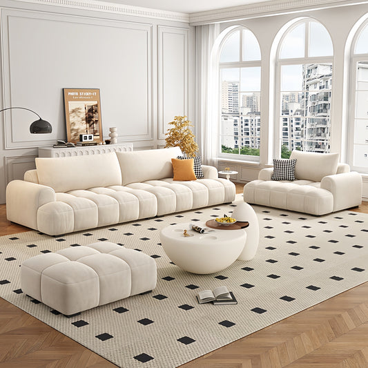 JOY HOME Sofa: Light Luxury Fabric Cloud Shaped Sofa set for Livingroom in Dubai showroom