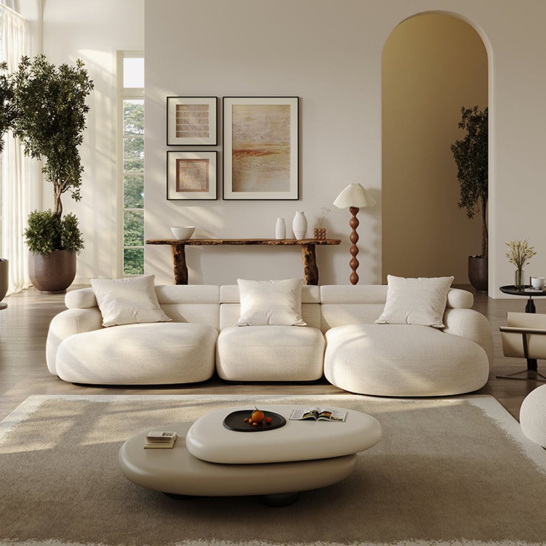JOY Home Light Luxury Fabric Cloud Shaped Sofa set for Livingroom