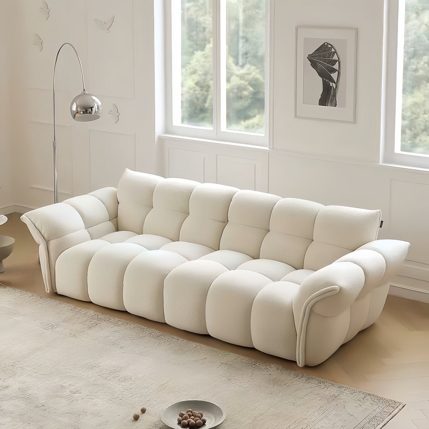 JOY HOME Wood White Cloud Sofa for Modern Homes