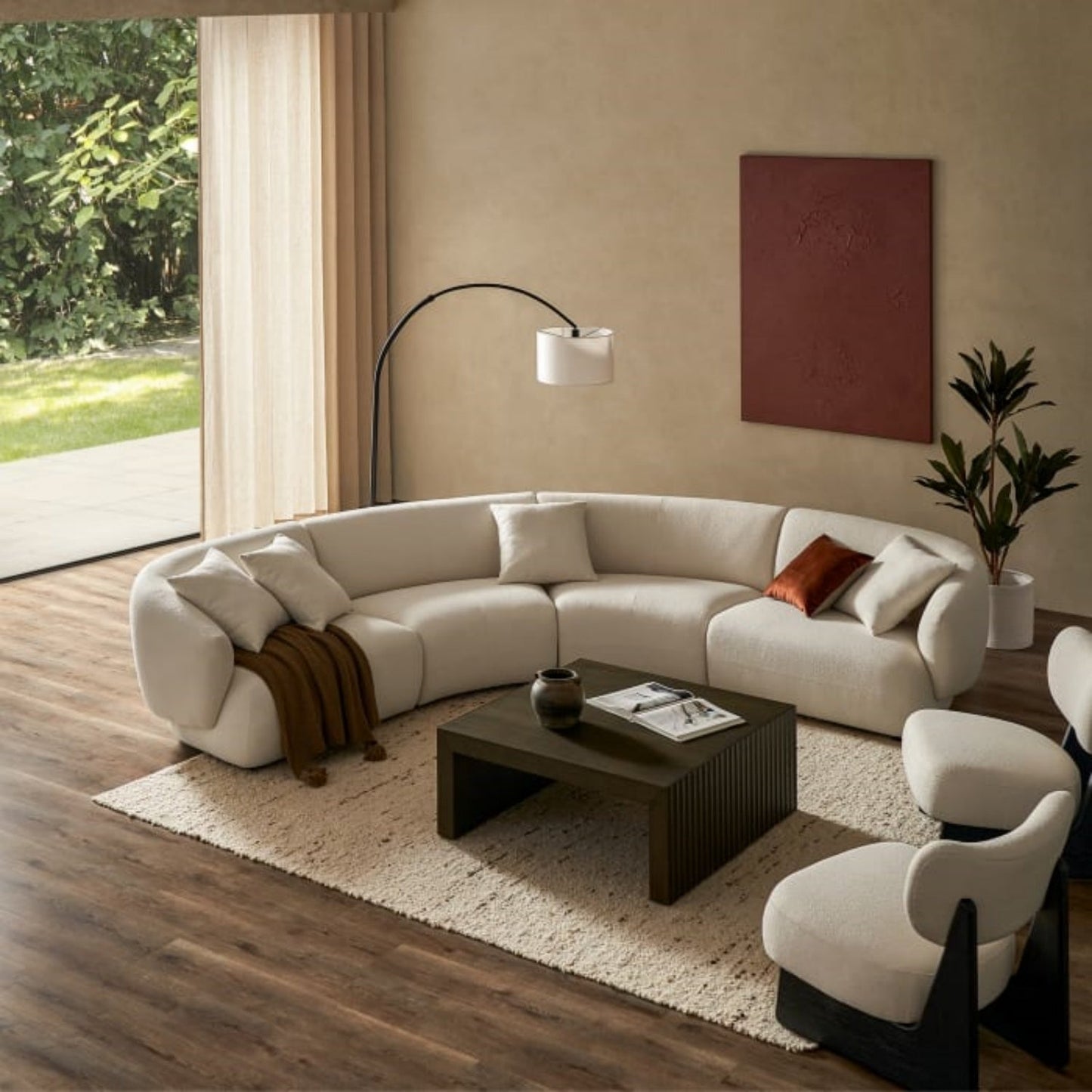 JOY HOME Wood White Modular Sofa for Modern Homes