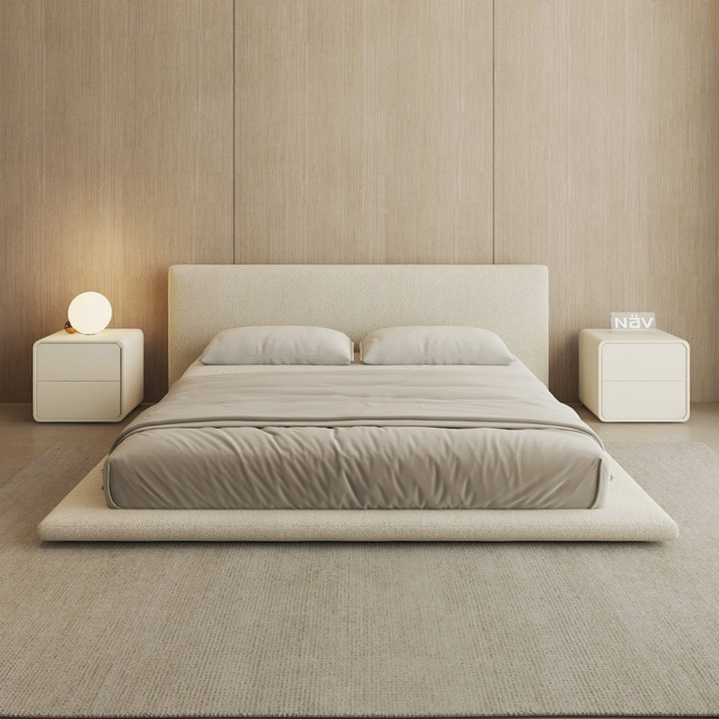 JOY HOME Linen Wood Beige Bed