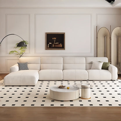 JOY HOME Wood Beige Sectional Sofa for Modern Homes
