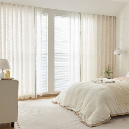 JOY HOME Curtains: 2 Panels Sheer Color Chiffon Tulle Light Window Textile Curtains Drapes for