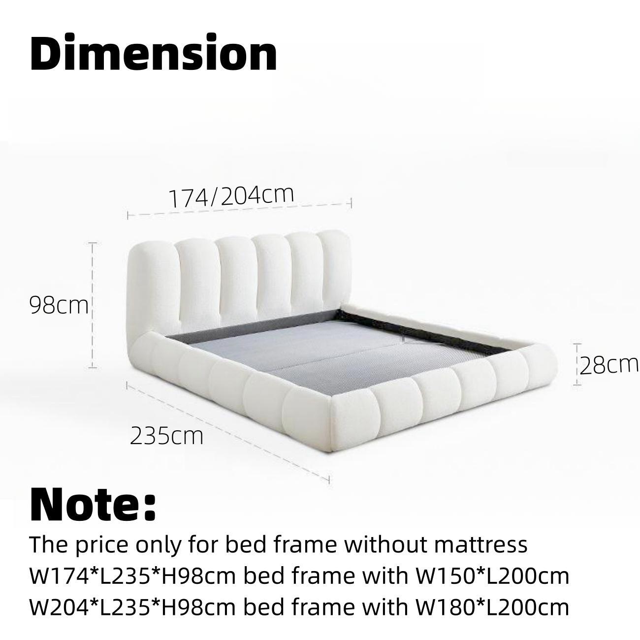 JOY Home Bed Frame Modern Velvet King Queen Size for bedroom Without Mattress