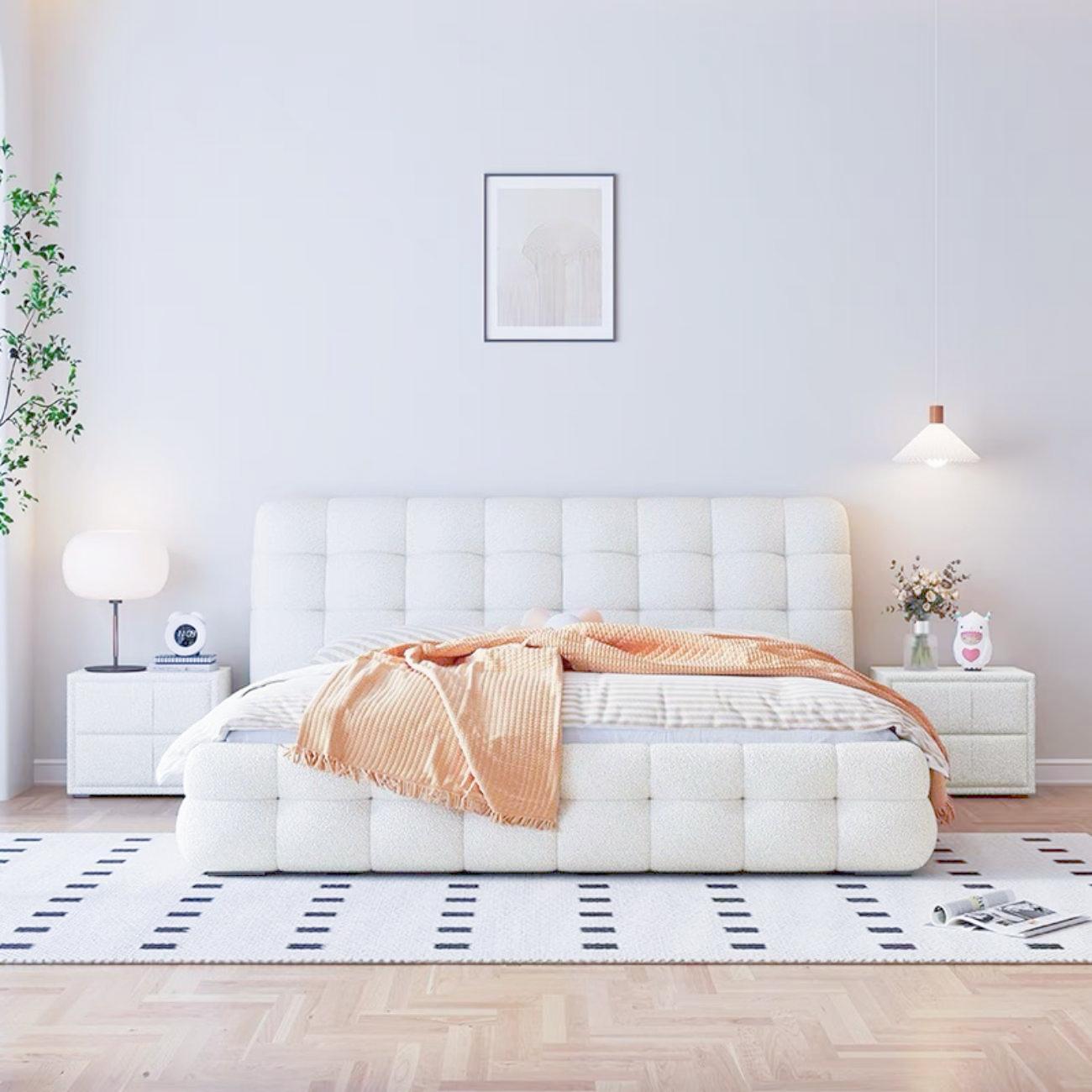 Multi-Color Fleece Bed Frame | Beige, White & Pink Options Available