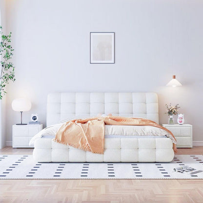 Multi-Color Fleece Bed Frame | Beige, White & Pink Options Available