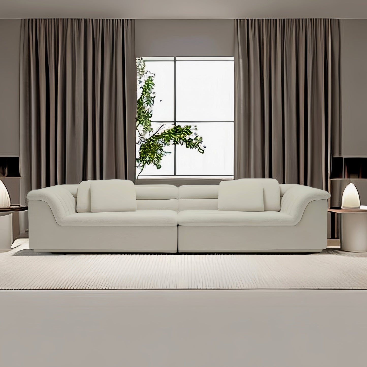 JOY Home Fleece Fabric Overstuffed Multifunction Cloud shaped Sofa Chair set for Livingroom Office