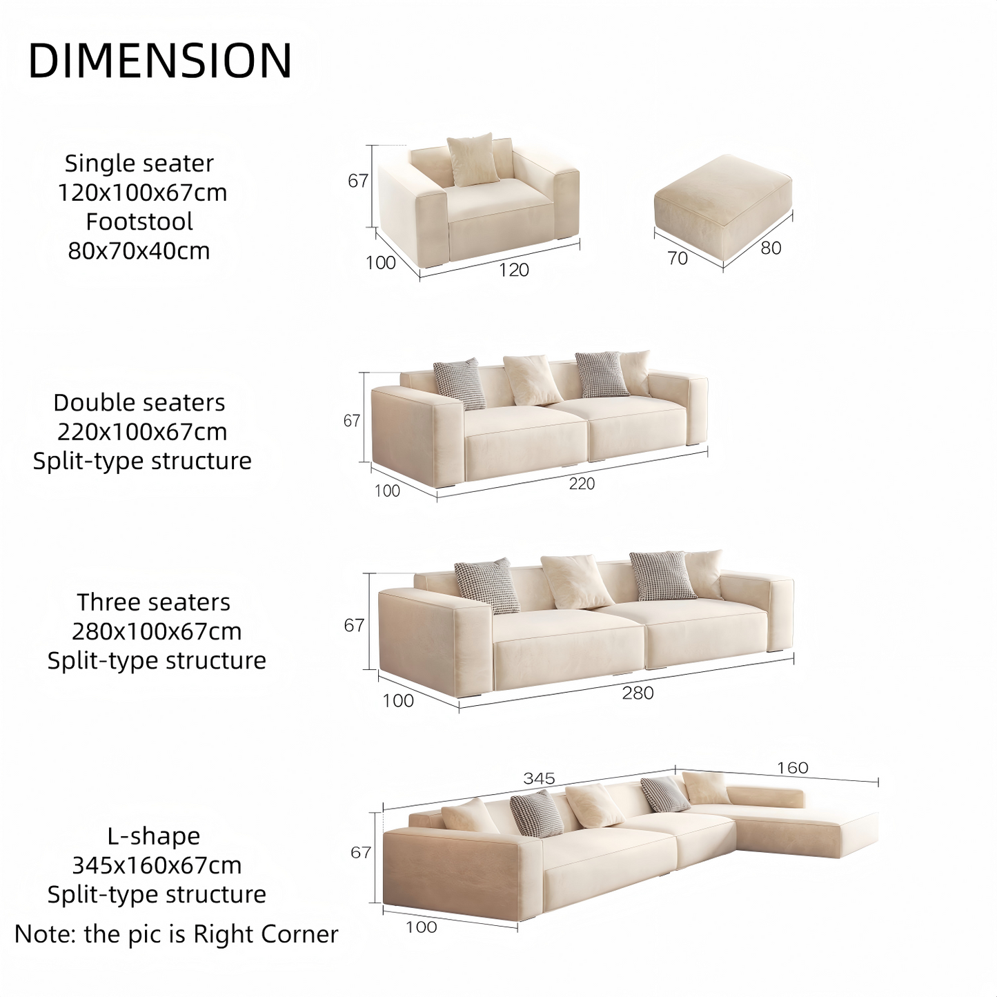 JOY HOME Sofa in Beige