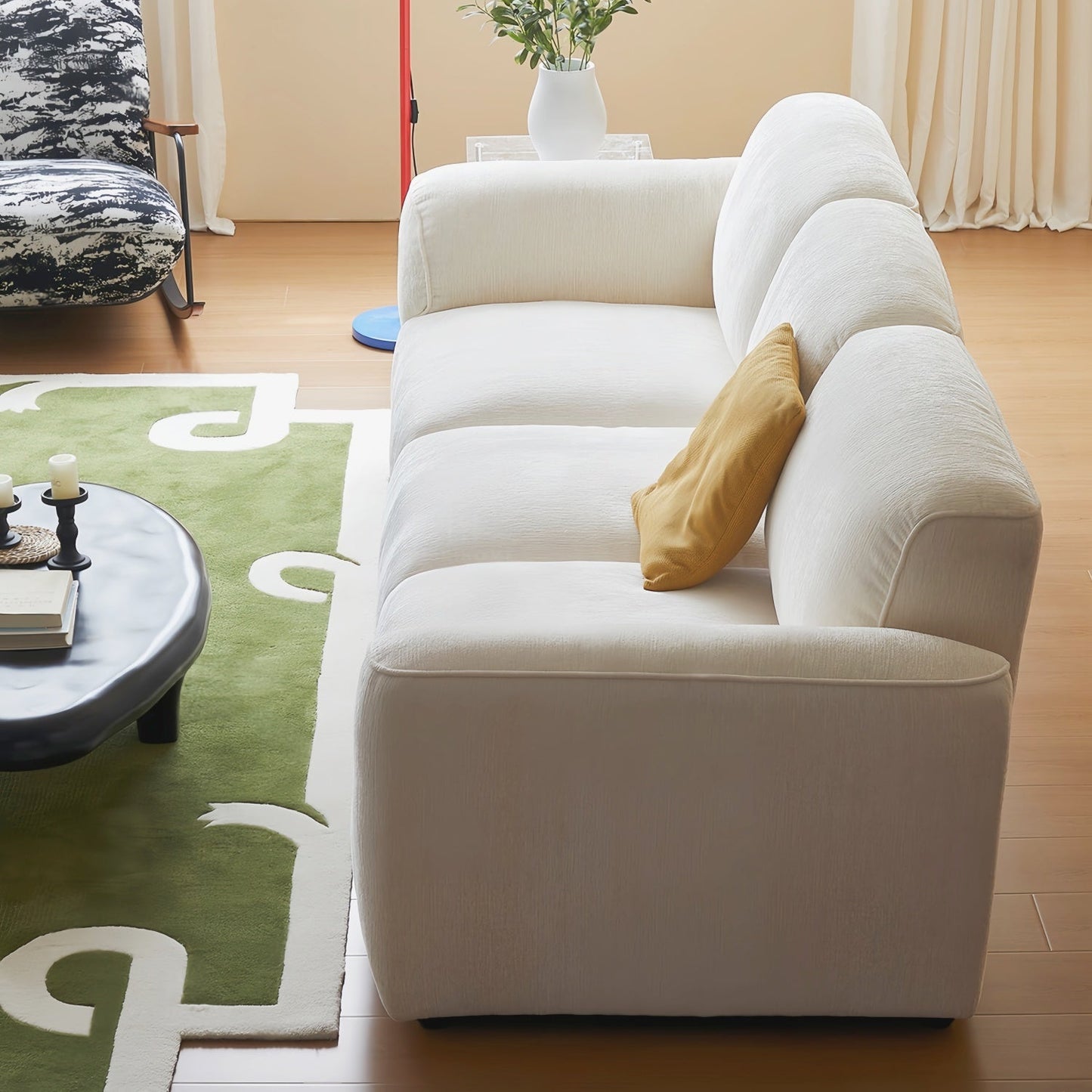 JOY HOME Wood White Cloud Sofa for Modern Homes