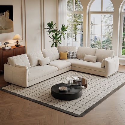 JOY HOME Wood White Sectional Sofa for Modern Homes