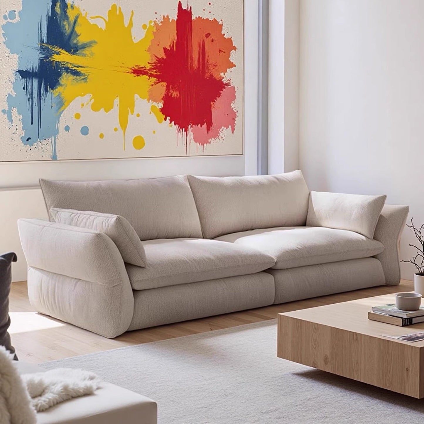 JOY HOME Wood White Cloud Sofa