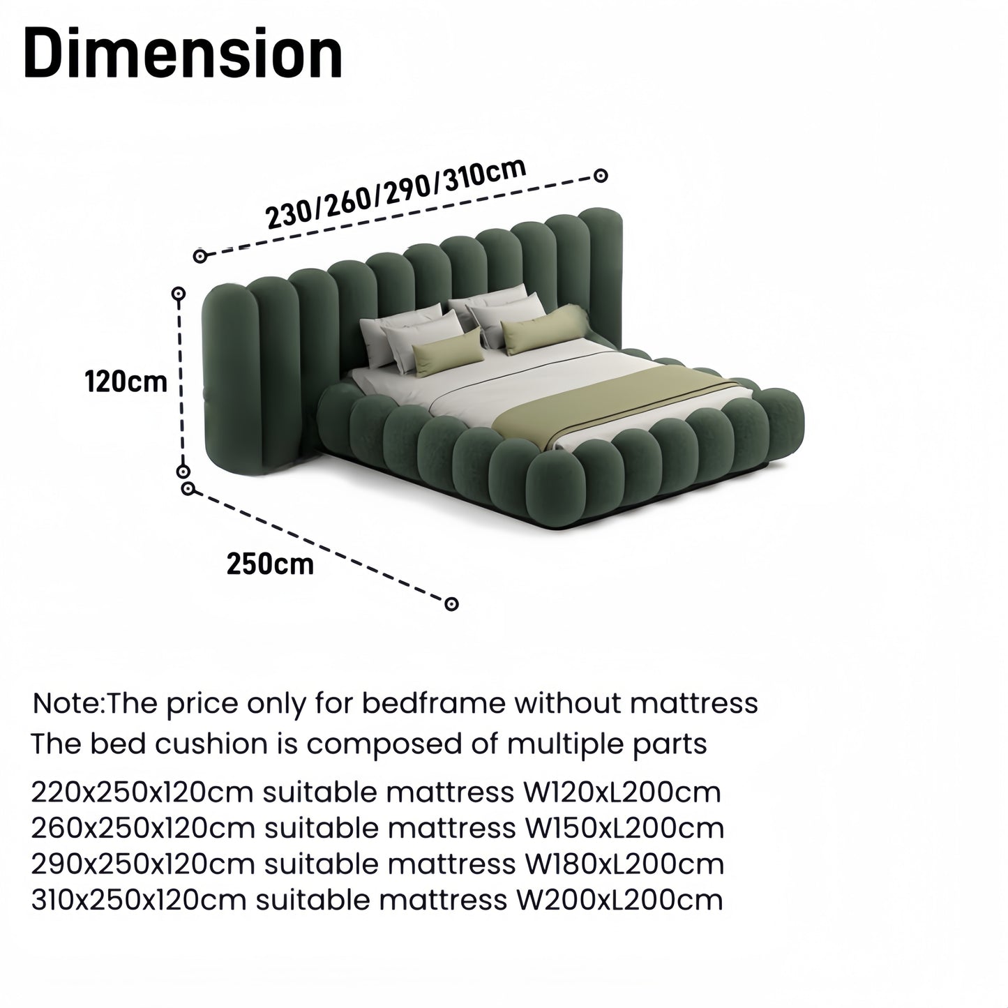 Thick Velvet Bed Frame | Extra-Padded Luxury King & Queen