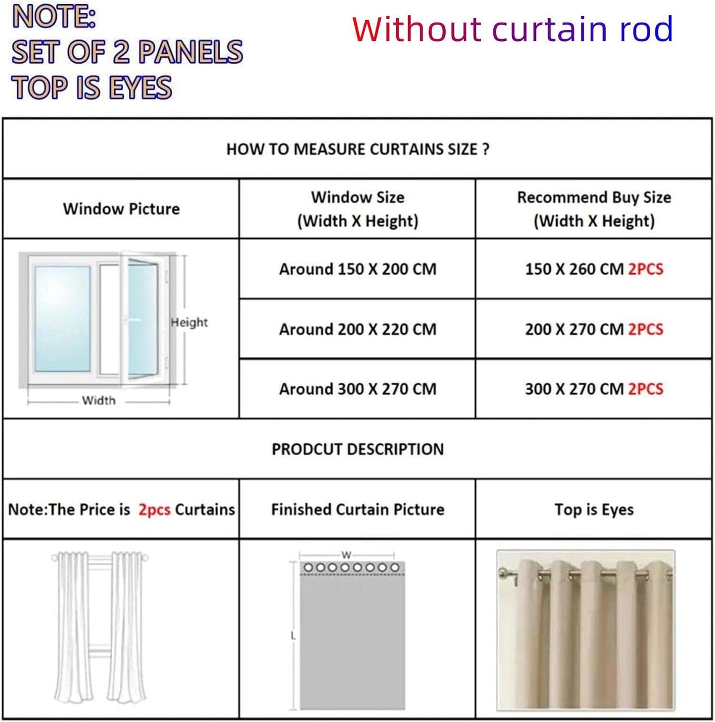 100% Blackout Curtains 2 Panels | Total Darkness & Privacy