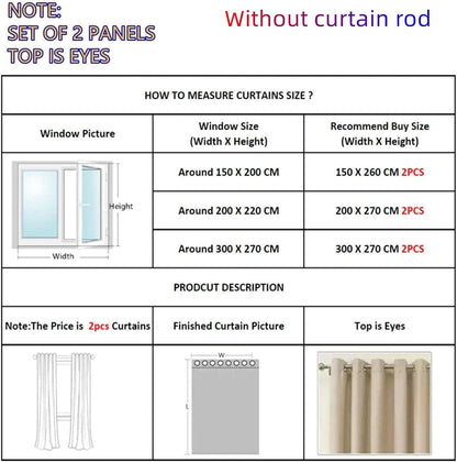 100% Blackout Curtains 2 Panels | Total Darkness & Privacy