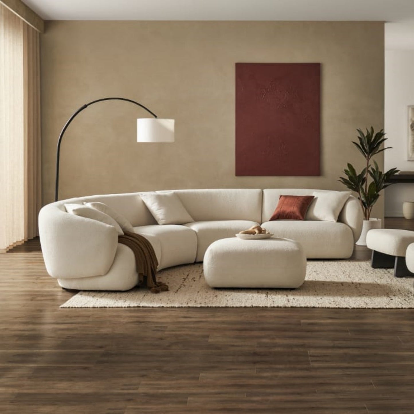 JOY HOME Wood White Modular Sofa for Modern Homes