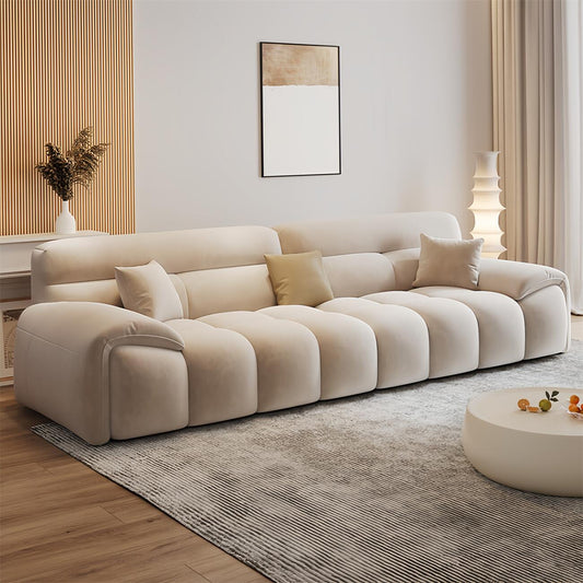 JOY HOME Sofa: Light Luxury Fabric Cloud Shaped Sofa set for Livingroom in Dubai showroom