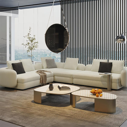 Overstuffed L-Shape Fleece Sofa | Extra-Deep Seating for Large Families