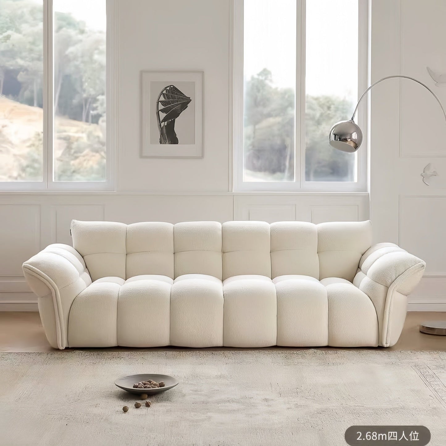 JOY HOME Wood White Cloud Sofa for Modern Homes