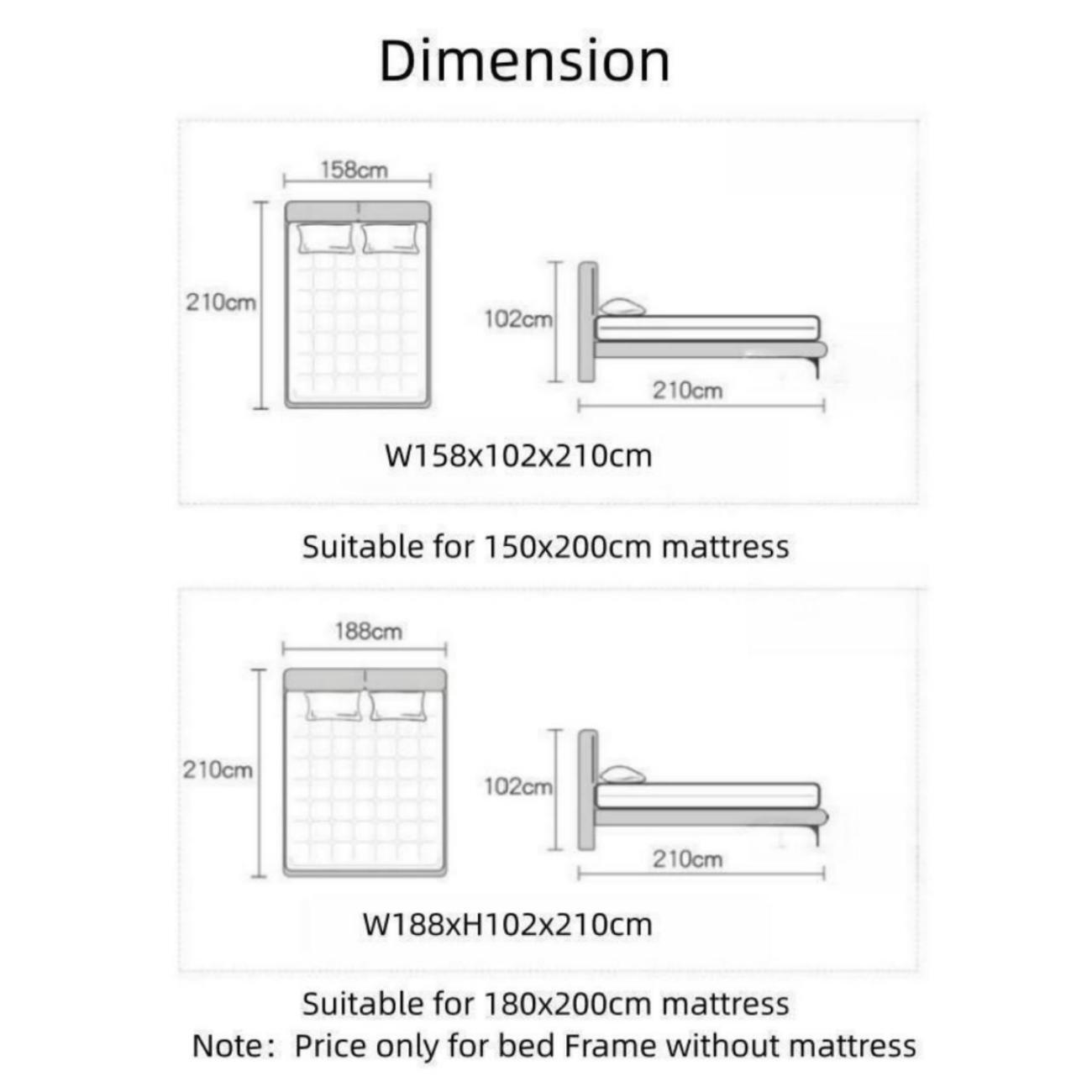 Leather Wrapped Bed Frame | Premium Beige with Memory Foam Support