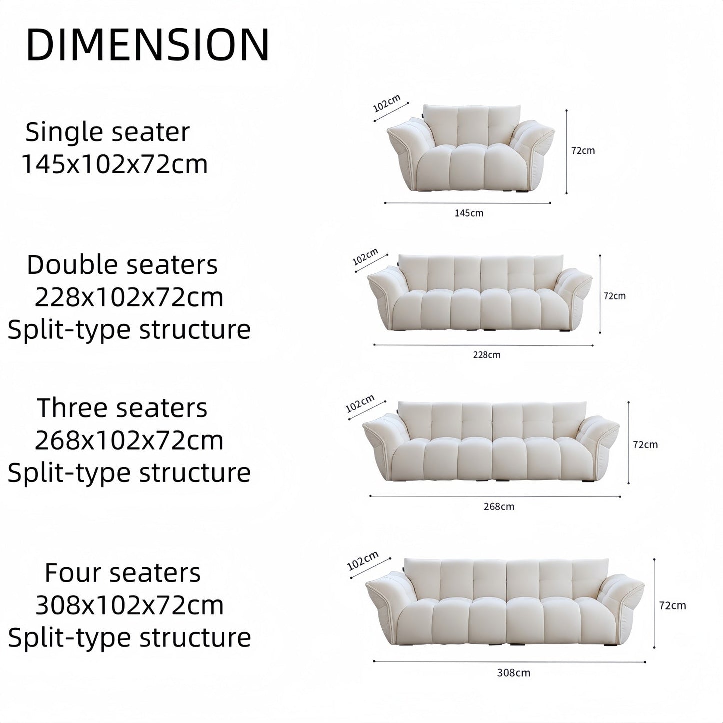 JOY HOME Wood White Cloud Sofa for Modern Homes